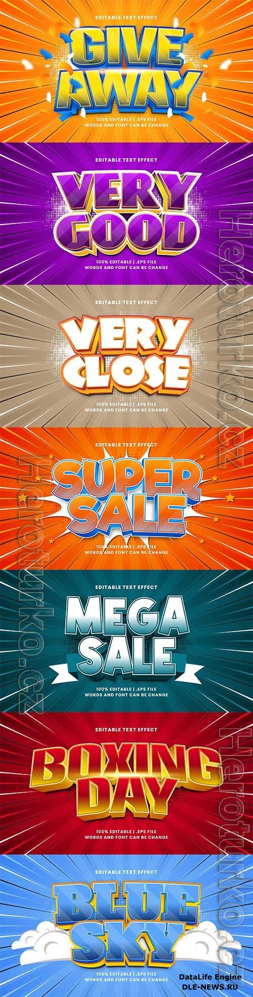 Set 3d editable text style effect vector vol 288