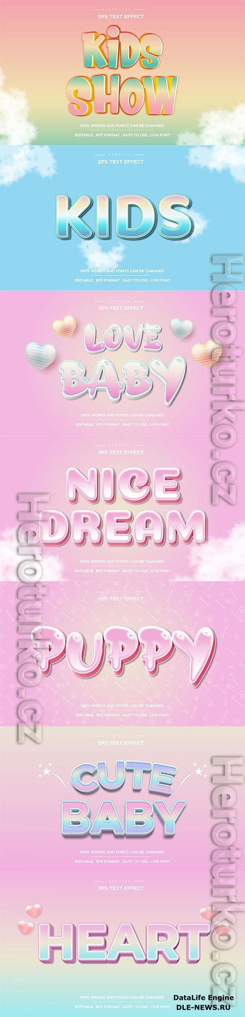 Set 3d editable text style effect vector vol 287