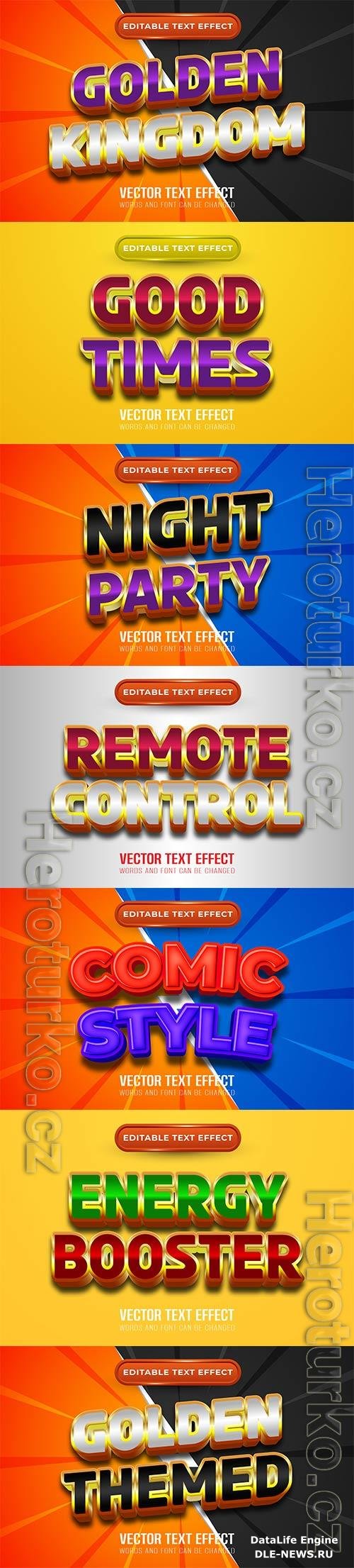 Set 3d editable text style effect vector vol 286