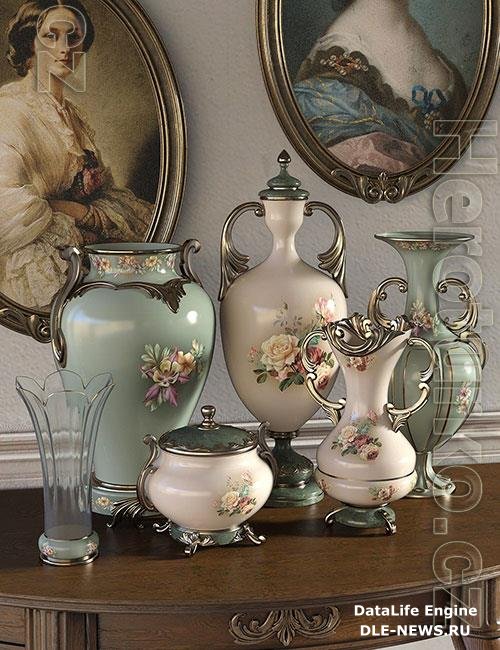 Florals for Rococo Vases Iray