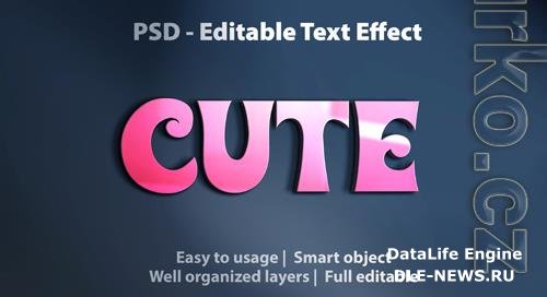 Editable text effect cute pink psd