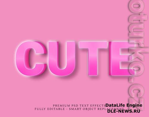 Cute pink 3d text style effect psd