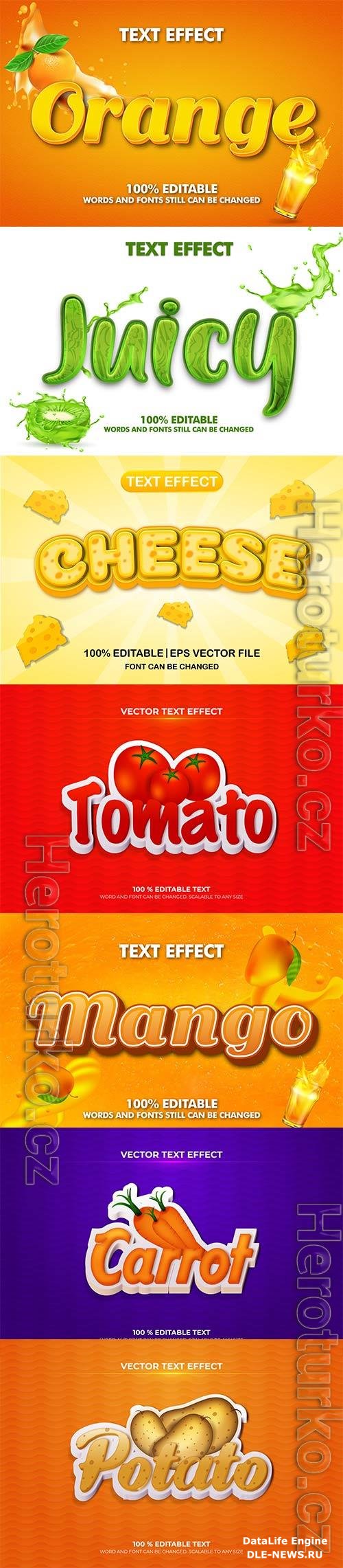 Set 3d editable text style effect vector vol 284