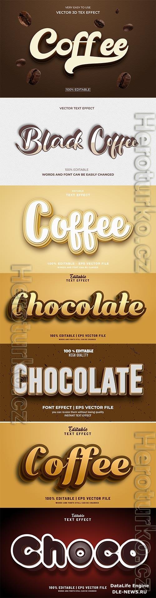 Set 3d editable text style effect vector vol 281