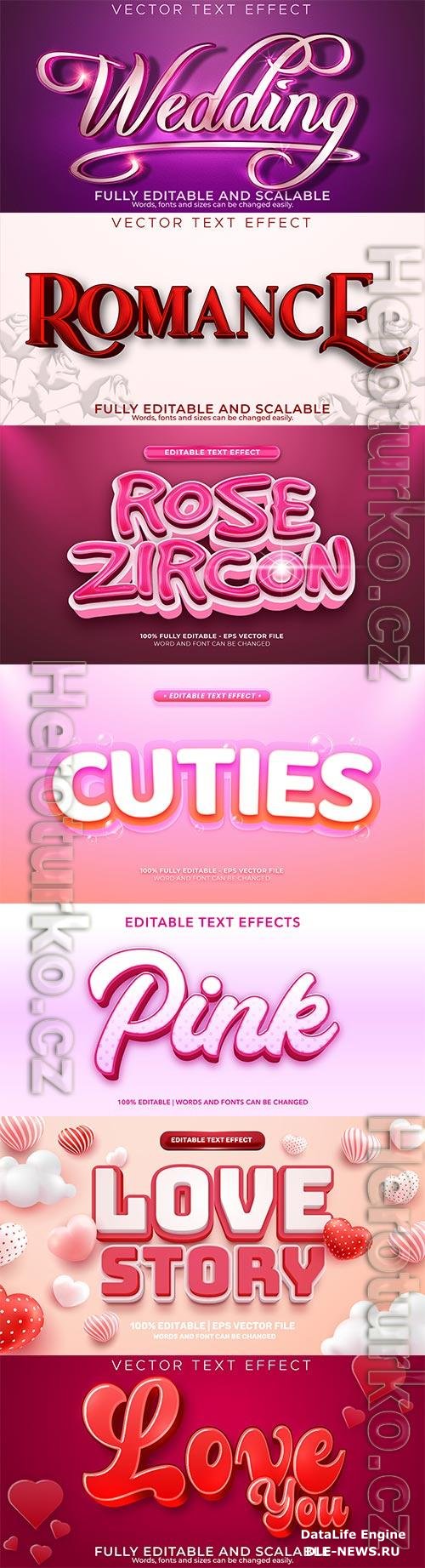 Set 3d editable text style effect vector vol 280