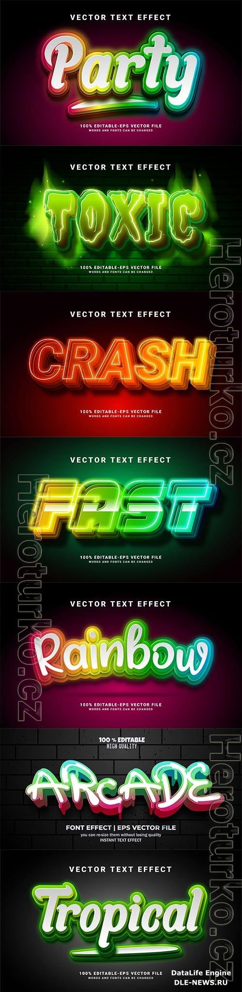 Set 3d editable text style effect vector vol 279