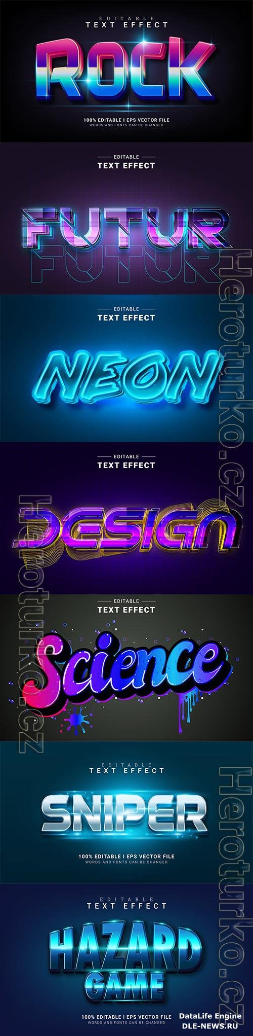 Set 3d editable text style effect vector vol 278