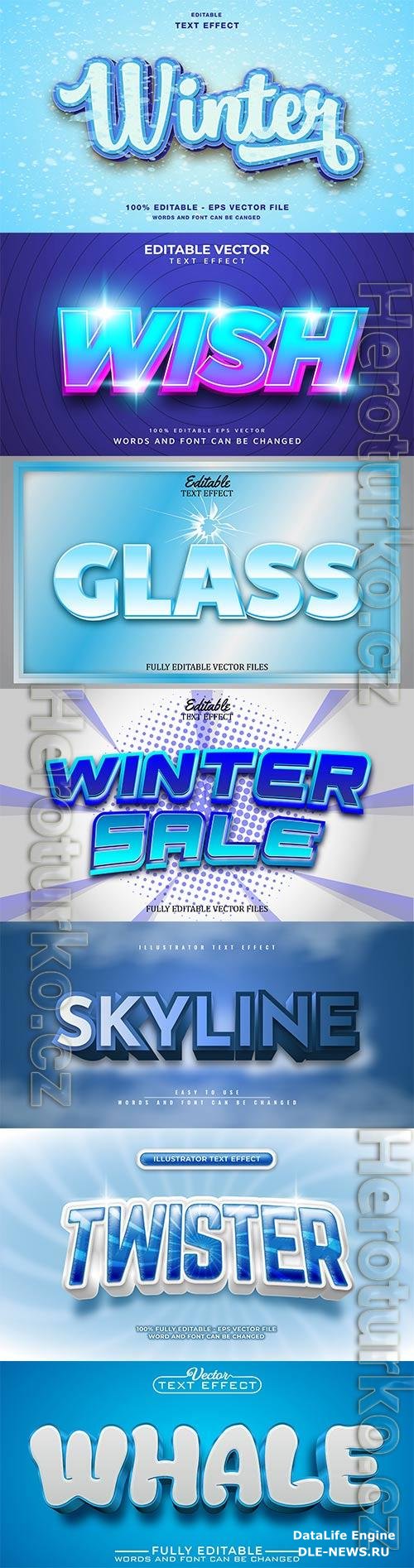 Set 3d editable text style effect vector vol 275