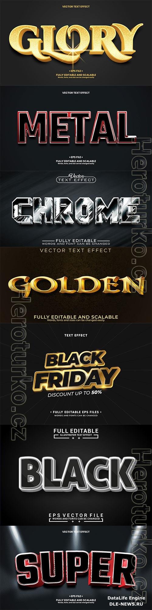 Set 3d editable text style effect vector vol 273