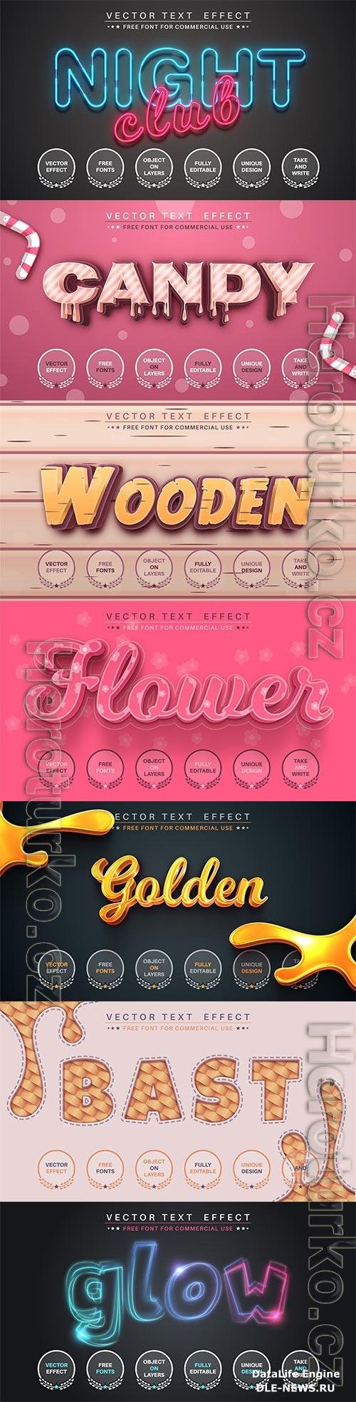 Set 3d editable text style effect vector vol 271