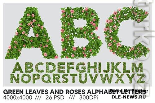 Green Leaves and Roses Alphabet Letter Set