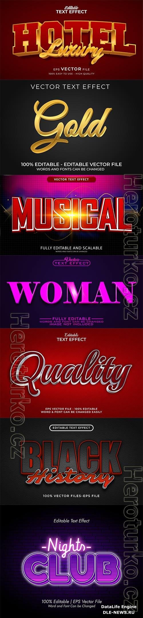 Set 3d editable text style effect vector vol 268