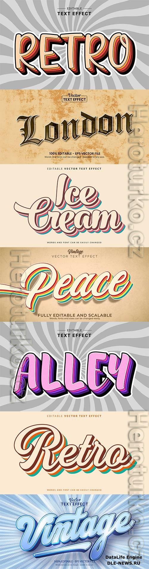 Set 3d editable text style effect vector vol 266