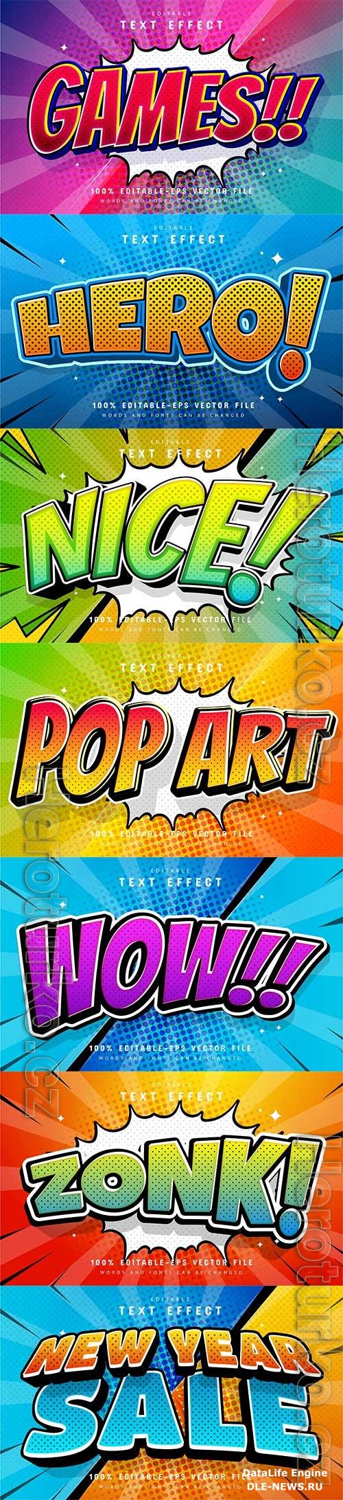 Set 3d editable text style effect vector vol 263