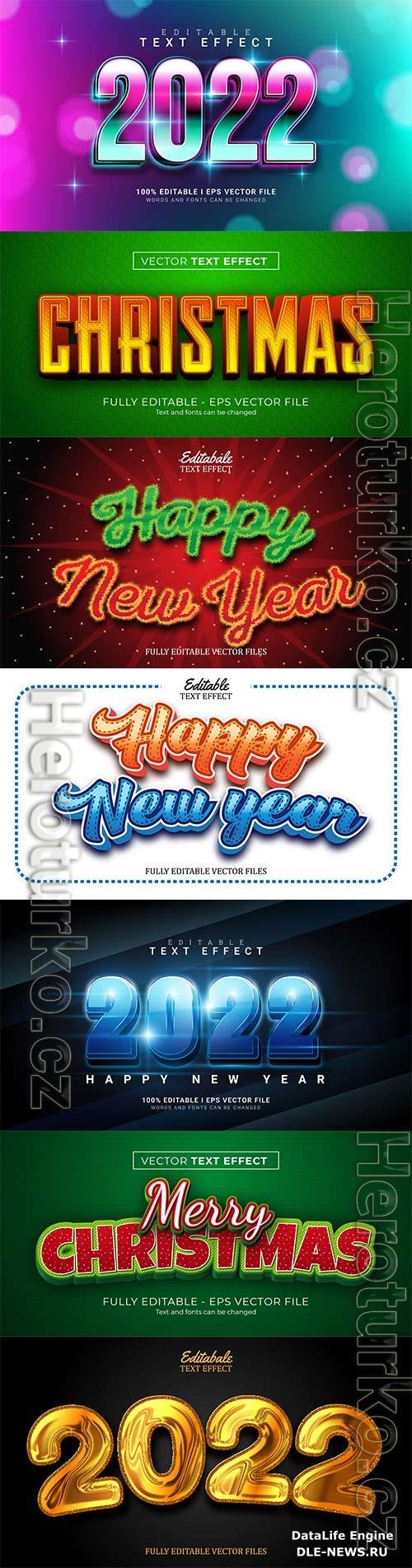 Set 3d editable text style effect vector vol 262