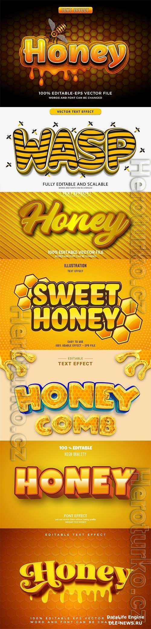 Honey 3d editable text style effect vector vol 260