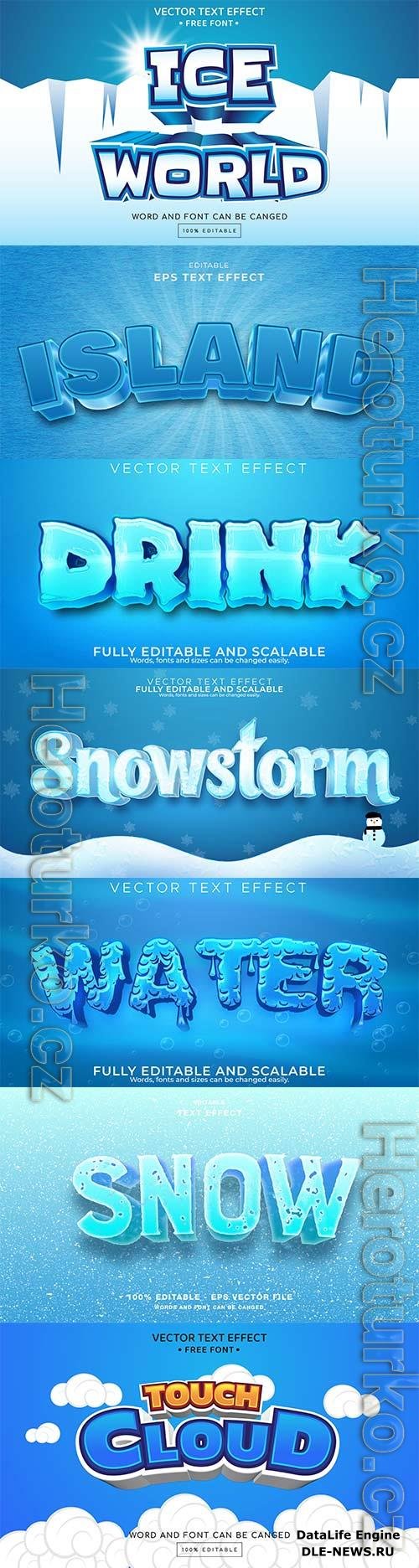 Set 3d editable text style effect vector vol 258