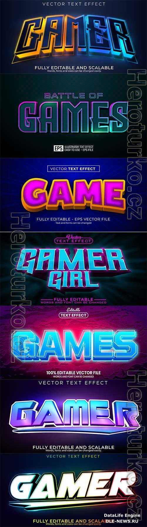 Game 3d editable text style effect vector vol 257