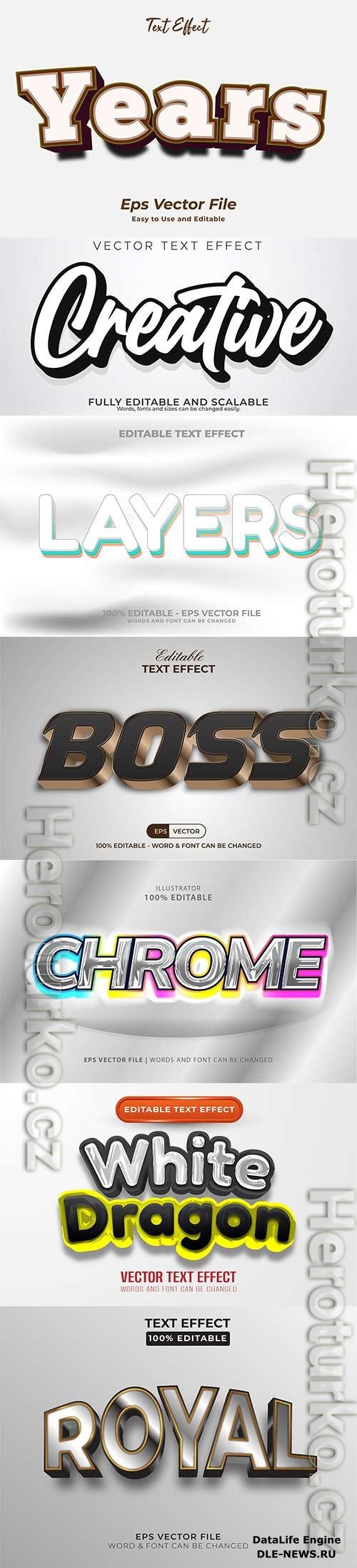 Set 3d editable text style effect vector vol 256