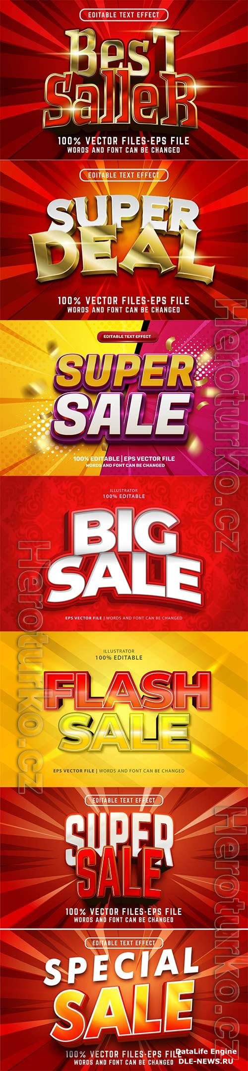 Sale 3d editable text style effect vector vol 255