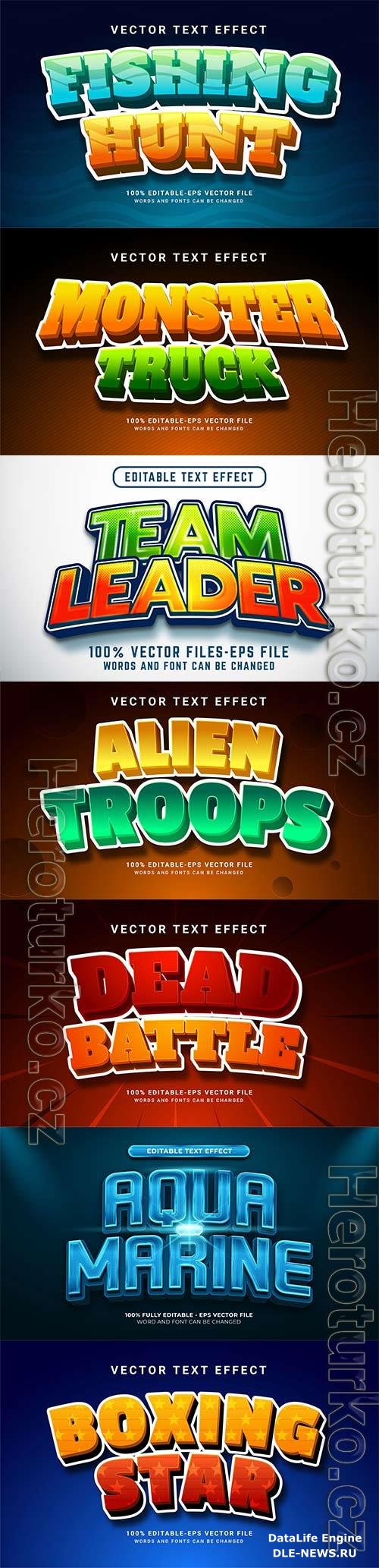 Set 3d editable text style effect vector vol 254