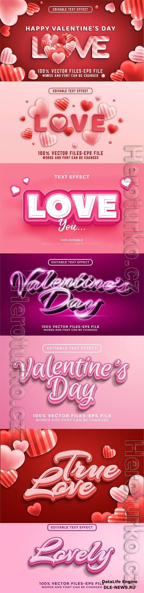 Love 3d editable text style effect vector vol 252