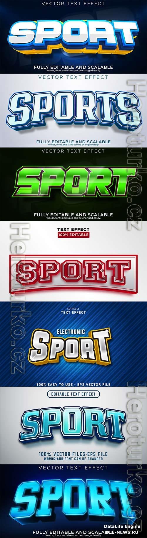 Sport 3d editable text style effect vector vol 251