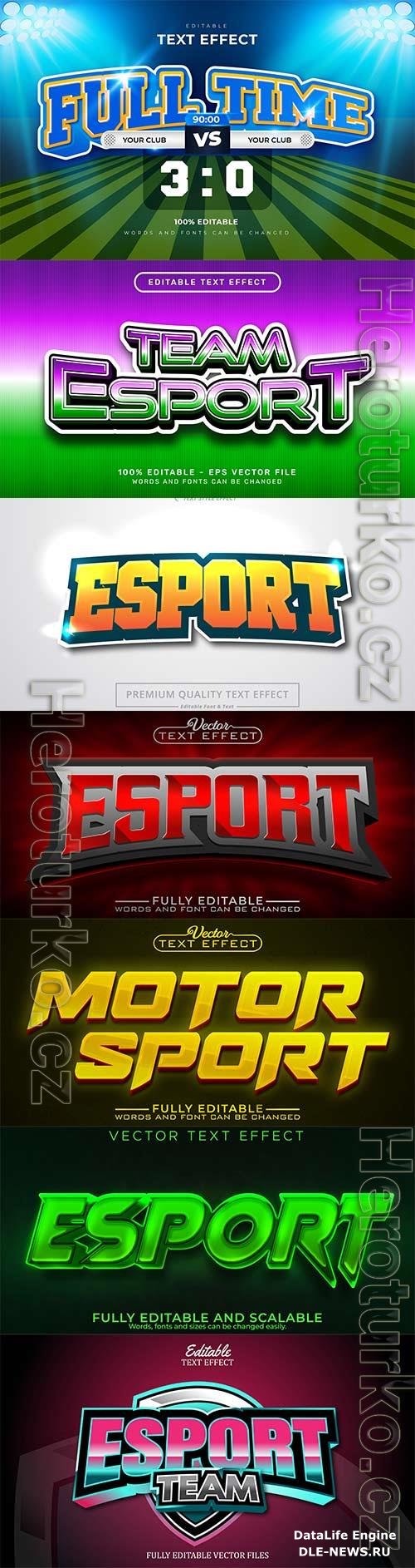 Esport 3d editable text style effect vector vol 250