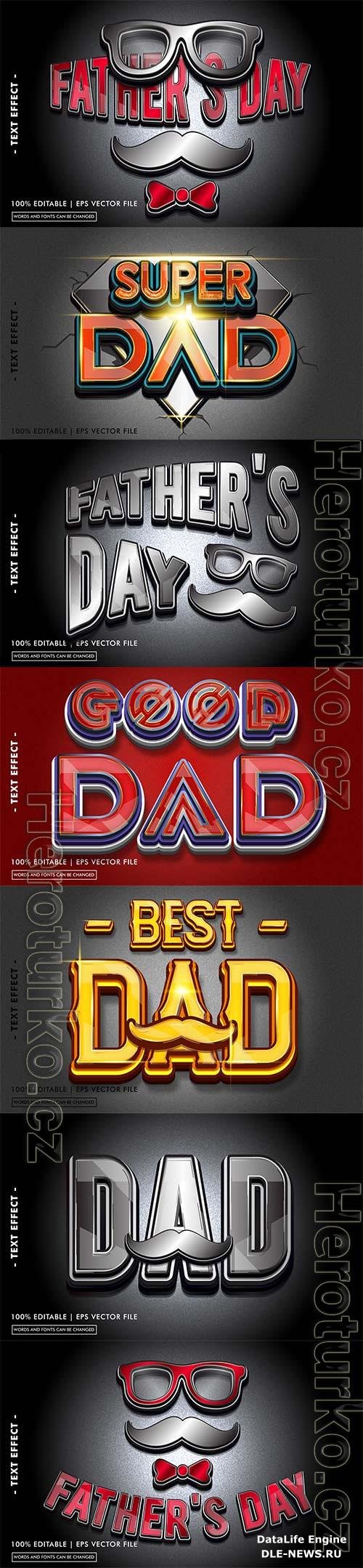 Father's day 3d editable text style effect vector vol 249