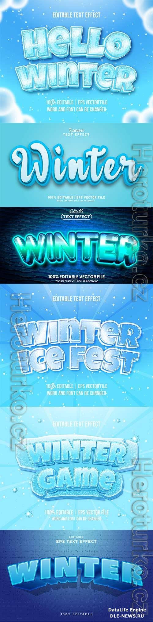 Winter 3d editable text style effect vector vol 248