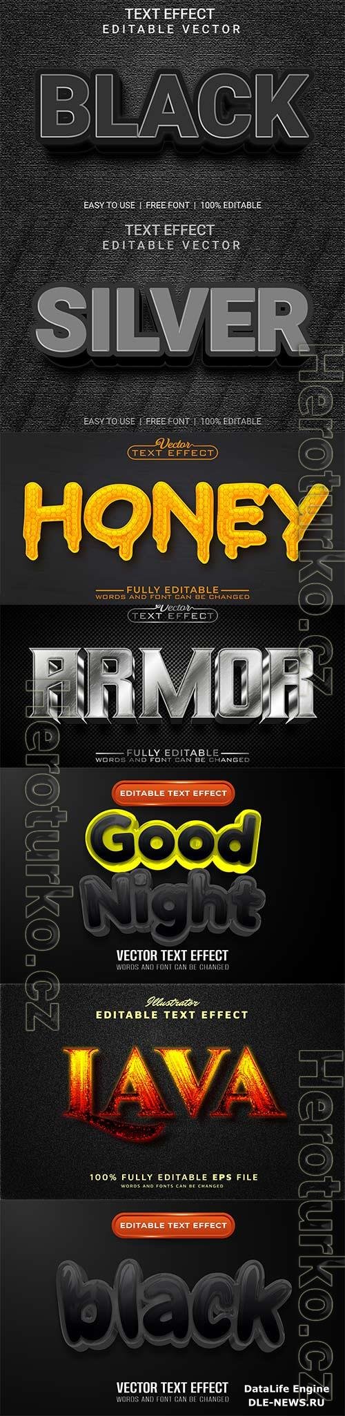 Set 3d editable text style effect vector vol 247