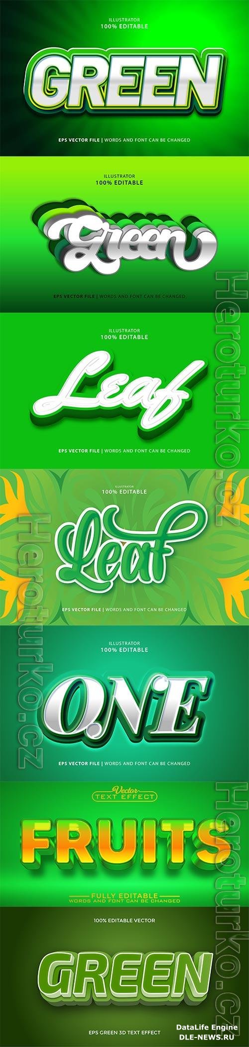 Set 3d editable text style effect vector vol 246