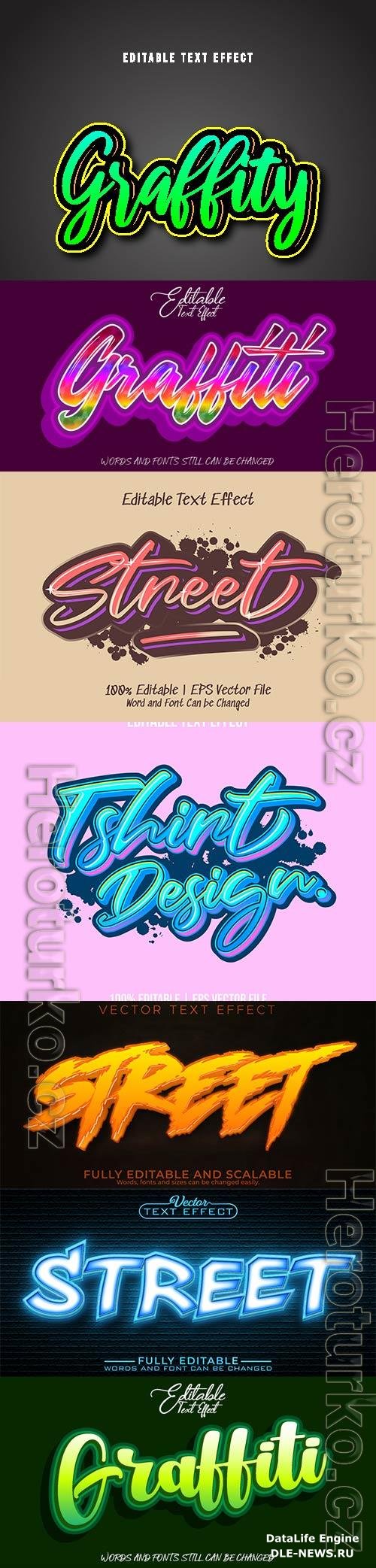 Set 3d editable text style effect vector vol 242