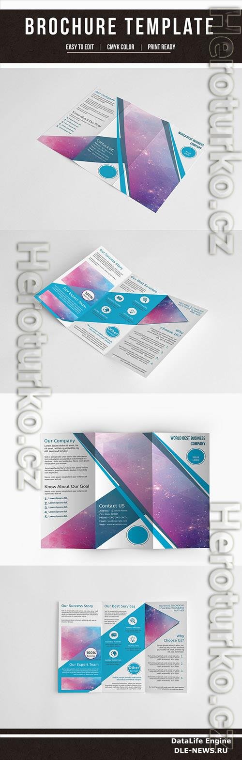 Trifold Brochure Layout with Teal Accents 198098552