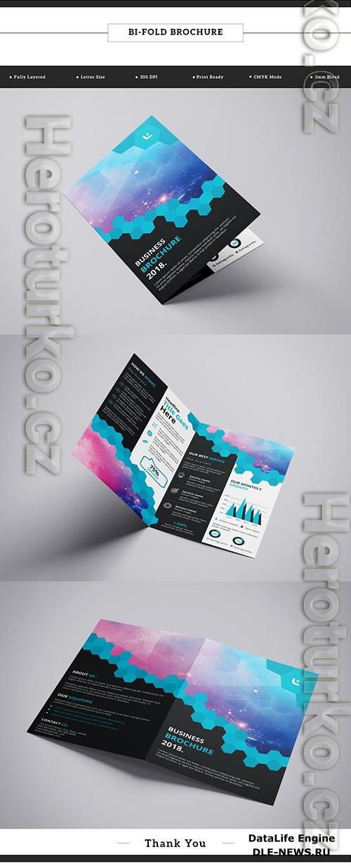 Business Brochure Layout with Hexagonal Design Element 1