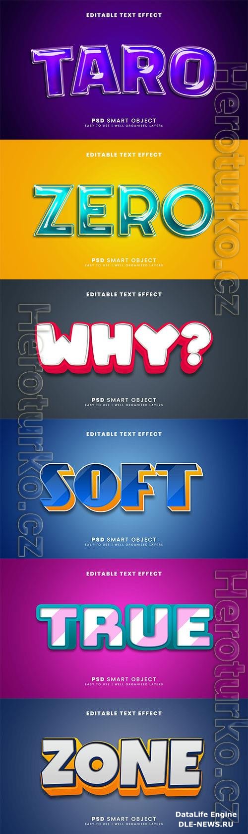 Psd 3d editable text effect template set vol 8