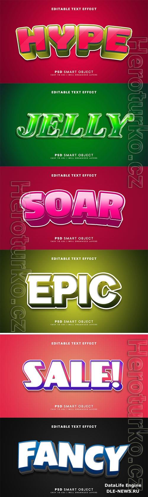 Psd 3d editable text effect template set vol 7