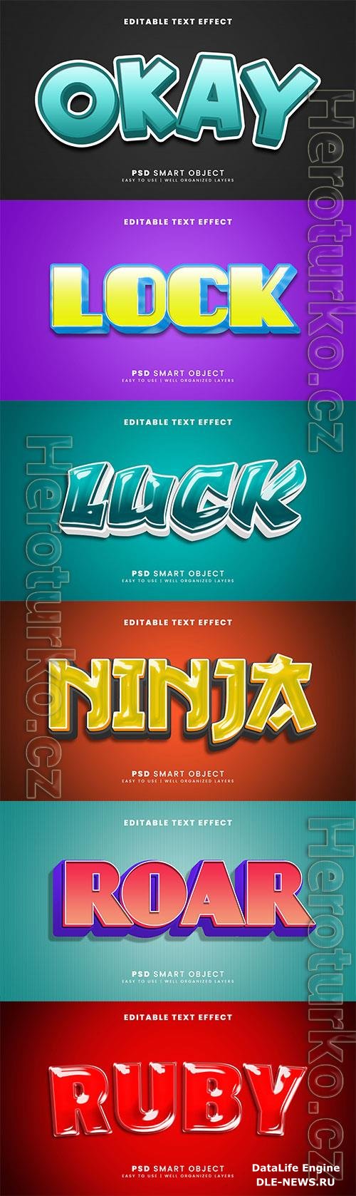 Psd 3d editable text effect template set vol 3