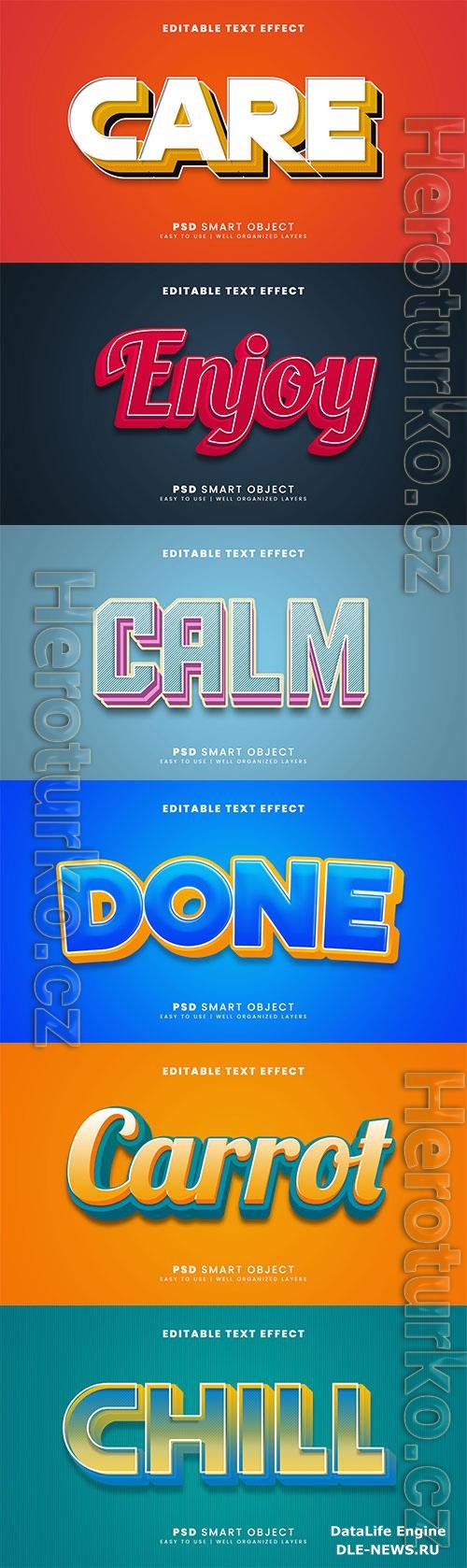 Psd 3d editable text effect template set vol 2