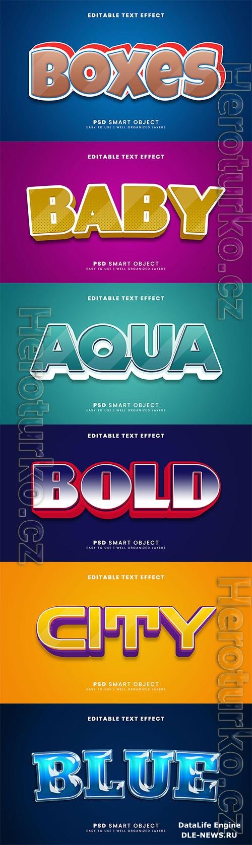 Psd 3d editable text effect template set vol 1