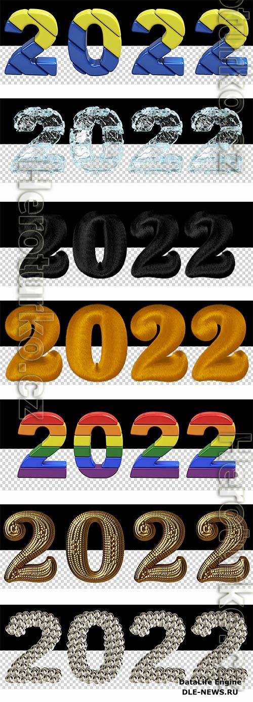 3d gold figures new year 2022 premium psd set vol 1