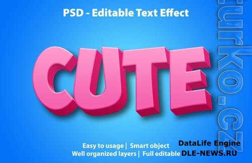 Text effect cute template psd design