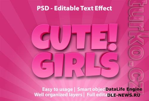 Text effect cute girls template psd