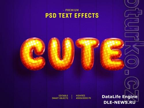 Cute orange valentine balloon text style effect on dark purple psd