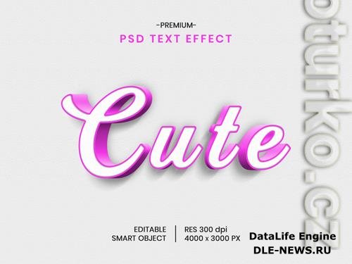 Cute 3d text effect psd