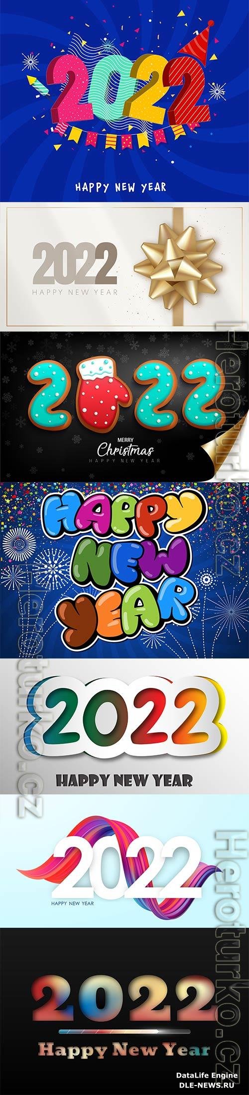 Happy 2022 Christmas lettering vector illustration