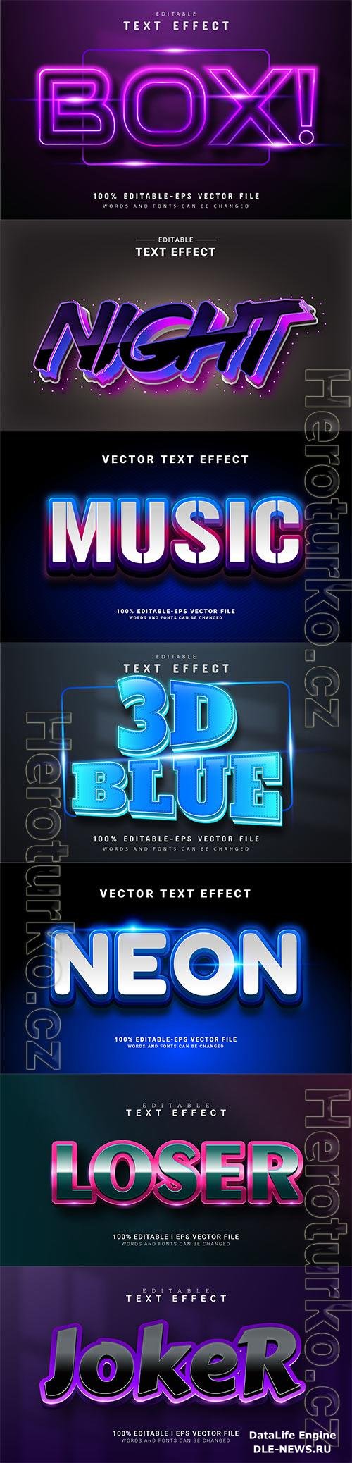 Set 3d editable text style effect vector vol 239