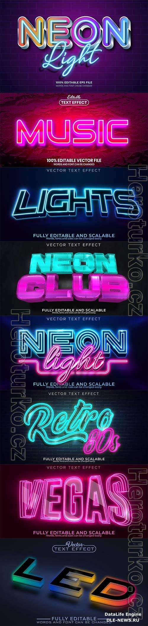 Set 3d editable text style effect vector vol 238