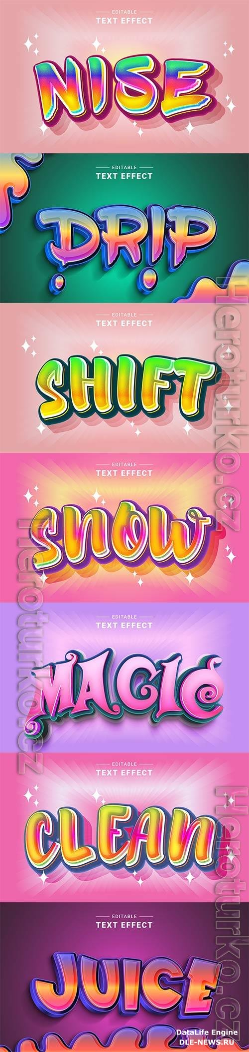 Set 3d editable text style effect vector vol 237