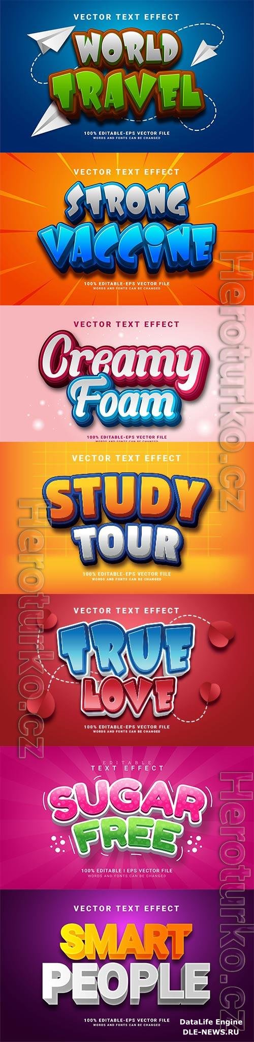 Set 3d editable text style effect vector vol 235